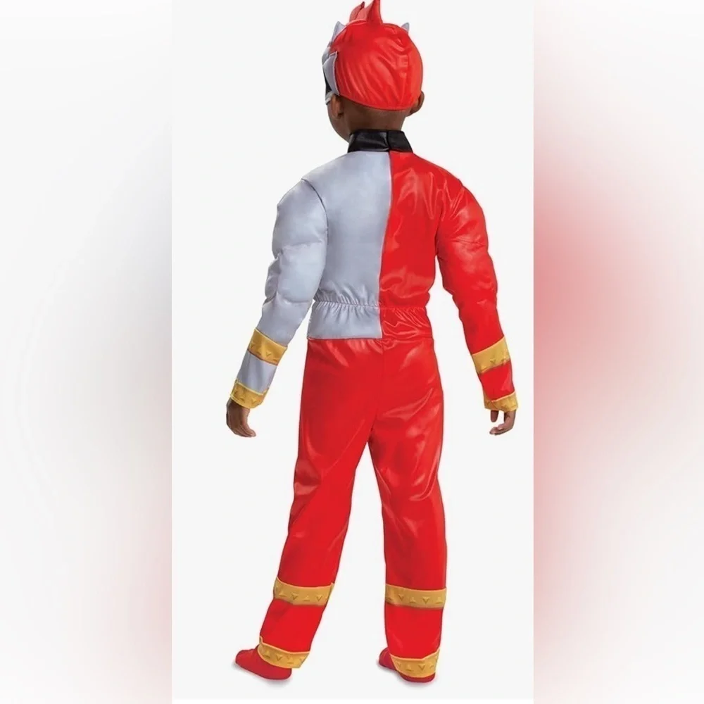 Red Power Ranger Muscle Costume Power Rangers Dino Fury Outfit with Mask toddler